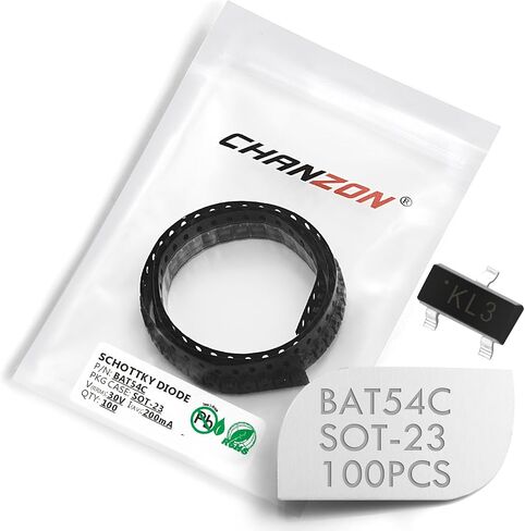 (Pack of 100 Pieces) Chanzon BAT54C SMD Schottky Barrier Rectifier Diodes 200mA 30V SOT-23 (SOT-23-3) 0.2A 30 Volt (Marking KL3) in Saudi Arabia