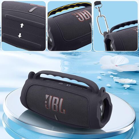علبة السيليكون متوافقة مع JBL Charge 5 مكبر صوت بلوتوث محمول للماء (غطاء سليكون أسود) in Kuwait