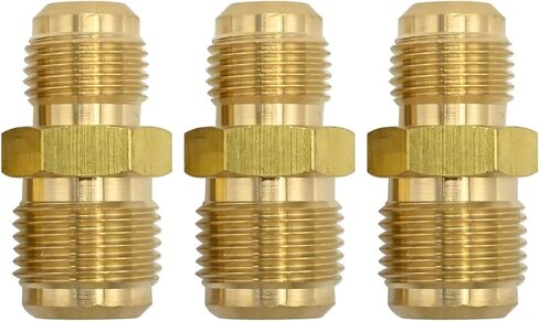 3Pcs Brass Tube Fitting, 3/8'' to 1/2'' Male Brass Flare Union Connector, Gas Adapter Fitting Connector for Oil Gas Systems Plumbing Refrigeration Vacuum Equipment in Saudi Arabia