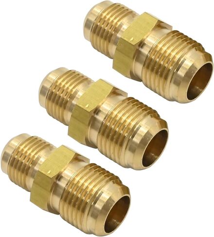 3Pcs Brass Tube Fitting, 3/8'' to 1/2'' Male Brass Flare Union Connector, Gas Adapter Fitting Connector for Oil Gas Systems Plumbing Refrigeration Vacuum Equipment in Saudi Arabia