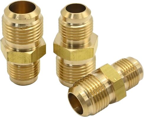 3Pcs Brass Tube Fitting, 3/8'' to 1/2'' Male Brass Flare Union Connector, Gas Adapter Fitting Connector for Oil Gas Systems Plumbing Refrigeration Vacuum Equipment in Saudi Arabia