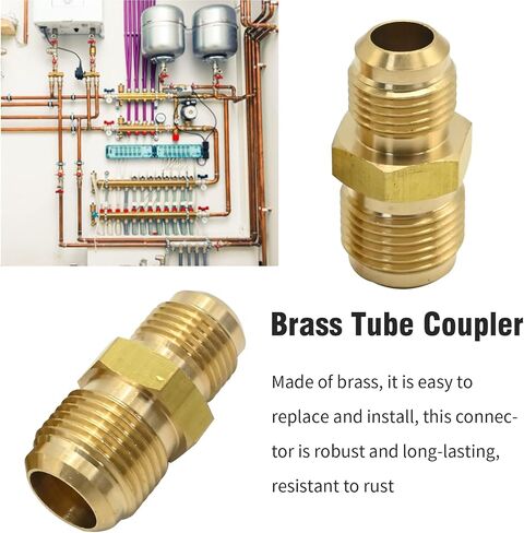 3Pcs Brass Tube Fitting, 3/8'' to 1/2'' Male Brass Flare Union Connector, Gas Adapter Fitting Connector for Oil Gas Systems Plumbing Refrigeration Vacuum Equipment in Saudi Arabia