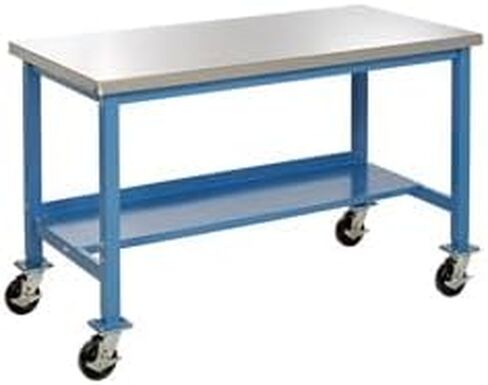 Mobile Stainless Steel Square Edge Laboratory Bench - Blue in Saudi Arabia