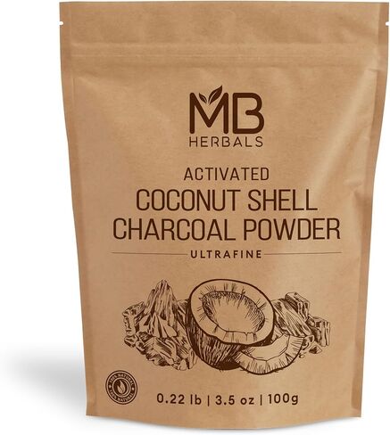 MB Herbals Activated Charcoal Powder from Coconut Shell 3.5 oz (100 Gram) Food Grade Coconut Charcoal Powder | For Detox | Face Packs and Masks| Soap Making | ToothPowder in Saudi Arabia