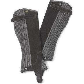 Ovation womens Black Ribbed Suede Leather Durable Lightweight Adjustable Breathable Horse Riding Half Chap in Saudi Arabia