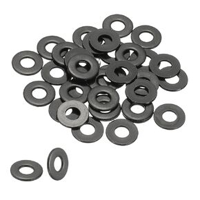 Patikil 10# غسالات مسطحة 1/4 "ID x 1/2" OD ، 50 PCS 304 غسالات معدنية من الفولاذ المقاوم للصدأ الفولاذ المقاوم للصدأ فاصل مسطح كهربي للبراغي والبراغي ، الأسود in Kuwait