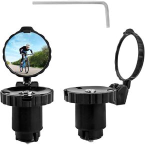 2 Pcs Mini Bar End Bike Mirrors, 360 Degree Adjustable Bicycle Rear View Mirror, HD Glass Convex Lens, Black in Saudi Arabia
