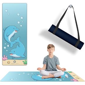 Premium Kids Yoga Mats/Exercise Mats/Play Mats with Carrying Strap – 60"x24" Non-Slip Mats with Fun Prints for Children – 3mm Thick, Dolphins, Car, and Supergirl Designs – SGS & CE Certified, PVC-Free in Saudi Arabia