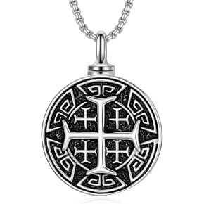 Jerusalem Cross Necklace for Men 925 Sterling Silver Crusaders Jerusalem Cross Pendant Christians Jewelry Gifts for Men Father Husband in Saudi Arabia