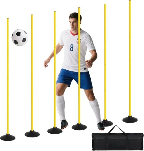 FAHKNS Soccer Agility Poles 6 Pack: Detachable Speed and Agility Training Equipment with Round Rubber Base for Turf,Grass,Sand,Concrete in Saudi Arabia