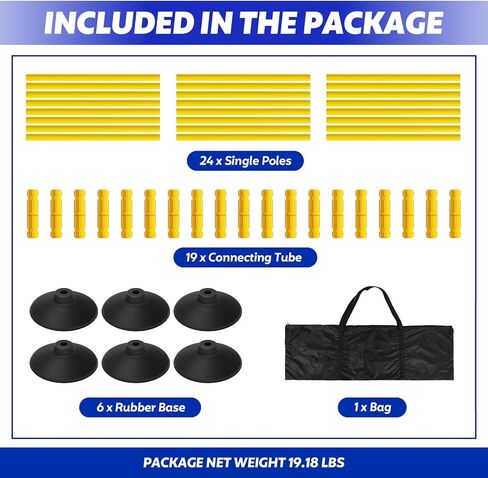 FAHKNS Soccer Agility Poles 6 Pack: Detachable Speed and Agility Training Equipment with Round Rubber Base for Turf,Grass,Sand,Concrete in Saudi Arabia