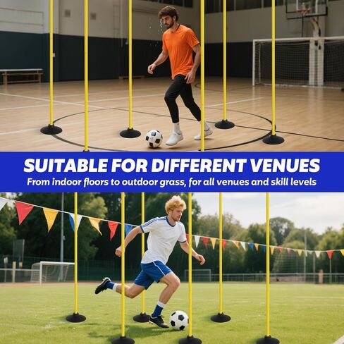 FAHKNS Soccer Agility Poles 6 Pack: Detachable Speed and Agility Training Equipment with Round Rubber Base for Turf,Grass,Sand,Concrete in Saudi Arabia