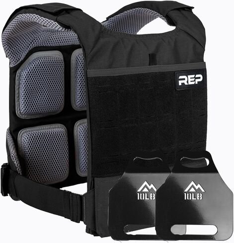 REP Fitness Strata Weight Vest, 2 Removable Plate Options for Unisex, Men & Women, Wearable, Weighted for Strength Training, Muscle Building, CrossFit, Running, Gym Exercise, Adjustable Sizing in Kuwait