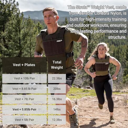 REP Fitness Strata Weight Vest, 2 Removable Plate Options for Unisex, Men & Women, Wearable, Weighted for Strength Training, Muscle Building, CrossFit, Running, Gym Exercise, Adjustable Sizing in Kuwait