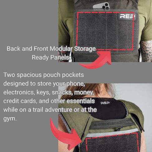 REP Fitness Strata Weight Vest, 2 Removable Plate Options for Unisex, Men & Women, Wearable, Weighted for Strength Training, Muscle Building, CrossFit, Running, Gym Exercise, Adjustable Sizing in Kuwait