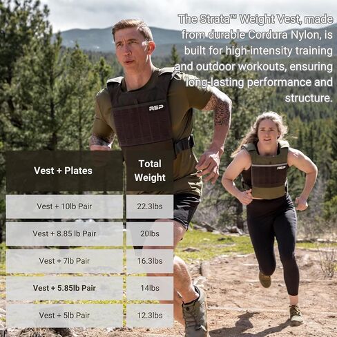 REP Fitness Strata Weight Vest, 2 Removable Plate Options for Unisex, Men & Women, Wearable, Weighted for Strength Training, Muscle Building, CrossFit, Running, Gym Exercise, Adjustable Sizing in Kuwait