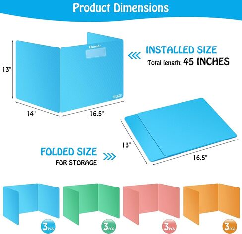Gray 8-Pack Desk Dividers for Students, Durable Plastic Study Carrel Dividers, Easy to Clean, Privacy Classroom Shield Folder Boards for Student Desk in Saudi Arabia