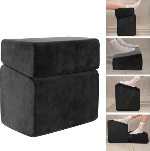 Adjustable Foot Rest for Under Desk at Work - 3 Height Ergonomic Footrest, 17x11 Inch Office Foot Stool, Soft Velvet Cushion, Non-Slip Base for Home & Office - 100% Memory Foam Filling in Saudi Arabia