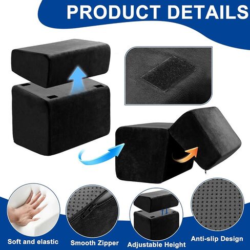 Adjustable Foot Rest for Under Desk at Work - 3 Height Ergonomic Footrest, 17x11 Inch Office Foot Stool, Soft Velvet Cushion, Non-Slip Base for Home & Office - 100% Memory Foam Filling in Saudi Arabia