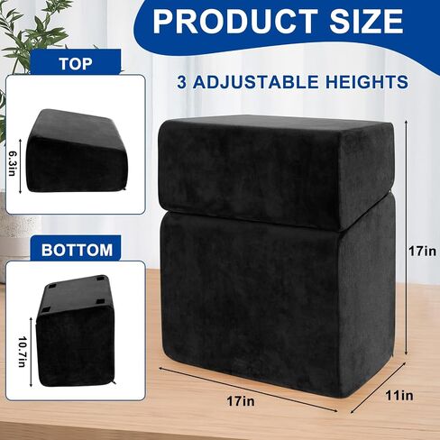 Adjustable Foot Rest for Under Desk at Work - 3 Height Ergonomic Footrest, 17x11 Inch Office Foot Stool, Soft Velvet Cushion, Non-Slip Base for Home & Office - 100% Memory Foam Filling in Saudi Arabia