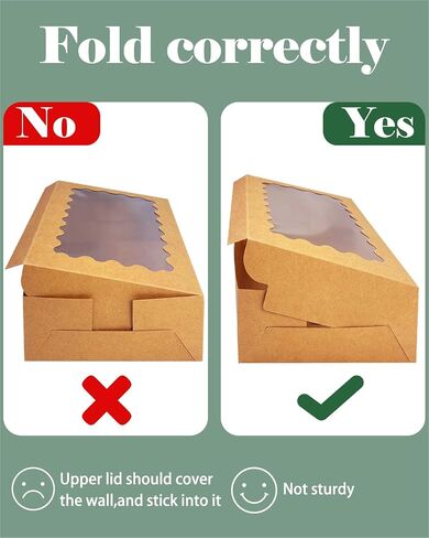 qiqee Auto-pop Up 14x10x2.5 Inch Brown Cookie Box with Window 15Pcs Pastry Macaron Bakery Box for Packaging in Saudi Arabia