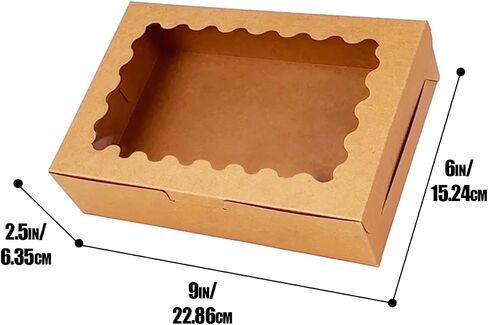 qiqee Auto-pop Up 14x10x2.5 Inch Brown Cookie Box with Window 15Pcs Pastry Macaron Bakery Box for Packaging in Saudi Arabia