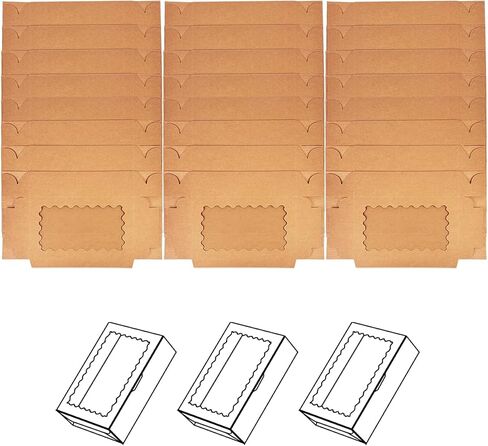 qiqee Auto-pop Up 14x10x2.5 Inch Brown Cookie Box with Window 15Pcs Pastry Macaron Bakery Box for Packaging in Saudi Arabia