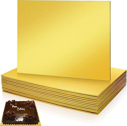 12 Pcs Half Sheet Rectangle Cake Drum Board Greaseproof Rectangle Cake Boards 1/4 Inch Thick Foil Corrugated Plate Drum Base for Desserts Display(14 x 19 Inch,White) in Saudi Arabia