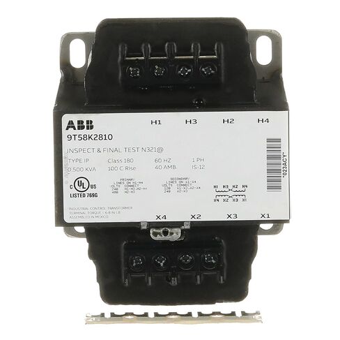 ABB 9T58K2810 محول نوع جاف الجهد الجهد المنخفض • 1C ، 0.5 كيلو فولت أمبير ، 240 × 480-120/240 ، 100C ، C&C ، TB ، IP • محول عزل 1 طور • تنحى لأسفل المحول للأحمال الخفيفة • محول الطاقة • محول الطاقة in Kuwait