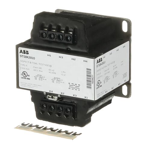 ABB 9T58K2810 محول نوع جاف الجهد الجهد المنخفض • 1C ، 0.5 كيلو فولت أمبير ، 240 × 480-120/240 ، 100C ، C&C ، TB ، IP • محول عزل 1 طور • تنحى لأسفل المحول للأحمال الخفيفة • محول الطاقة • محول الطاقة in Kuwait