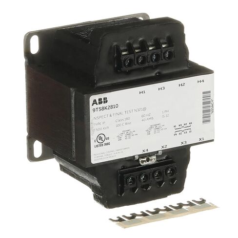ABB 9T58K2810 محول نوع جاف الجهد الجهد المنخفض • 1C ، 0.5 كيلو فولت أمبير ، 240 × 480-120/240 ، 100C ، C&C ، TB ، IP • محول عزل 1 طور • تنحى لأسفل المحول للأحمال الخفيفة • محول الطاقة • محول الطاقة in Kuwait