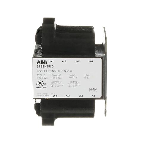 ABB 9T58K2810 محول نوع جاف الجهد الجهد المنخفض • 1C ، 0.5 كيلو فولت أمبير ، 240 × 480-120/240 ، 100C ، C&C ، TB ، IP • محول عزل 1 طور • تنحى لأسفل المحول للأحمال الخفيفة • محول الطاقة • محول الطاقة in Kuwait
