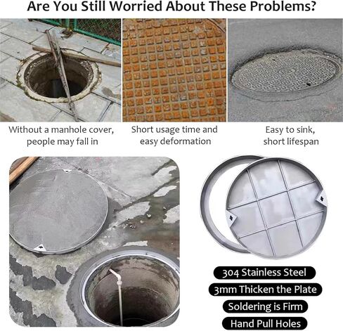 Invisible Manhole Cover & Frame - 30" Heavy Duty Metal Septic Tank Lid - Pressure Resistant Sewage Basin Cover for Concrete & Ceramic Tiles - Durable, Reliable, Safe in Saudi Arabia