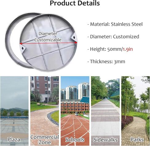 Invisible Manhole Cover & Frame - 30" Heavy Duty Metal Septic Tank Lid - Pressure Resistant Sewage Basin Cover for Concrete & Ceramic Tiles - Durable, Reliable, Safe in Saudi Arabia