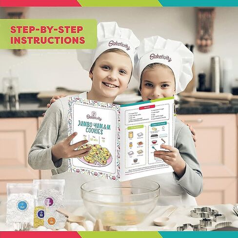 Baketivity Masterpiece Cookies Kids Baking Kit - Cooking Kit for Kids with Premeasured Ingredients, Step by Step Instructions, Paint Brushes, Art Lessons - Baking Set for Girls, Boys Ages 6-12 in Saudi Arabia