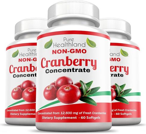 Non GMO Cranberry Concentrate Supplement Pills for Urinary Tract Infection UTI. Equals 12600mg Cranberries. Triple Strength for Men and Women, Easy to Swallow Softgels 1 Bottle in Saudi Arabia