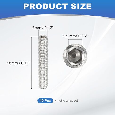 patikil 30 pcs hex socket grub screw ، m8x18mm point point grub brold 304 مقبس رأس الفولاذ المقاوم للصدأ in Saudi Arabia