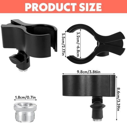 Stage Mic Clip Holder Adjustable Microphone Holder 1 Pack Large Microphone Clip Cordless Mics Clips with Outer Diameter Range 1.26" from 2.68" for Church and Studio in Saudi Arabia