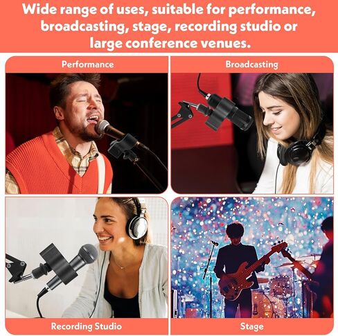 Stage Mic Clip Holder Adjustable Microphone Holder 1 Pack Large Microphone Clip Cordless Mics Clips with Outer Diameter Range 1.26" from 2.68" for Church and Studio in Saudi Arabia