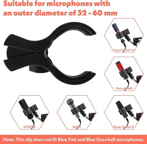 Stage Mic Clip Holder Adjustable Microphone Holder 1 Pack Large Microphone Clip Cordless Mics Clips with Outer Diameter Range 1.26" from 2.68" for Church and Studio in Saudi Arabia