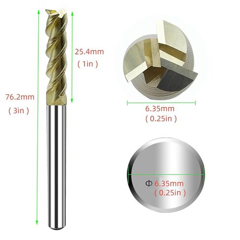 Solid Carbide Square End Mill for Aluminum 3/4inch 3 Flutes Aluminum Flat End Mill Bits Sets for Milling Copper,Wood,Plastic(3/4 in-Long) in Kuwait