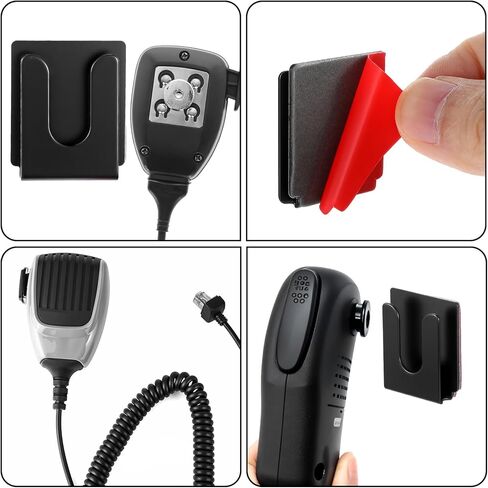 4Pcs Black Radio Microphone Hanger with Adhesive Back, CB Microphone Holder Metal Car Mic Hanger for Cars Vehicles Homes Offices (36 x 30 x 9 mm) in Saudi Arabia