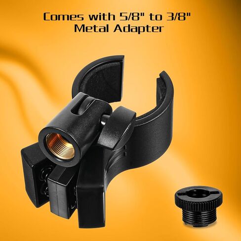 1 Pcs Large Microphone Clip, Adjustable Mic Holder for Stand, Mic Clip for Most Condenser and Wireless Microphones with Outer Diameter Range 1.1" from 2.3", with 5/8" Male to 3/8" Female Screw Adapter in Saudi Arabia