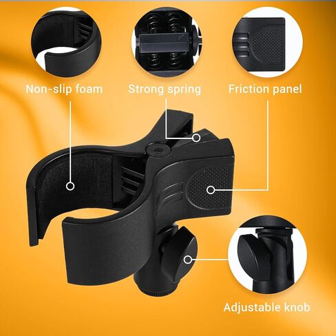 1 Pcs Large Microphone Clip, Adjustable Mic Holder for Stand, Mic Clip for Most Condenser and Wireless Microphones with Outer Diameter Range 1.1" from 2.3", with 5/8" Male to 3/8" Female Screw Adapter in Saudi Arabia