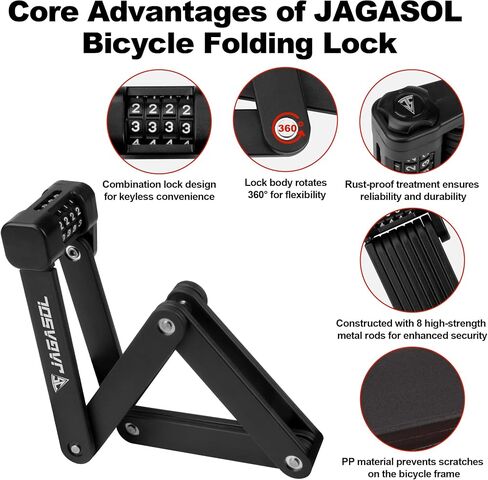 Heavy Duty Anti-Theft Folding Bike Lock, Combination Fold Chain Lock for Bicycle Scooter Motorcycle, 0.8 Inches Wide 0.3 Inches Thick Alloy Steel, Anti-Pinch, Anti-Crush, Anti-Saw, 110 cm in Saudi Arabia