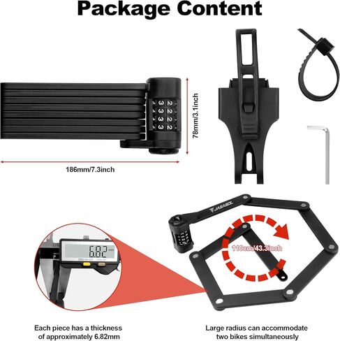 Heavy Duty Anti-Theft Folding Bike Lock, Combination Fold Chain Lock for Bicycle Scooter Motorcycle, 0.8 Inches Wide 0.3 Inches Thick Alloy Steel, Anti-Pinch, Anti-Crush, Anti-Saw, 110 cm in Saudi Arabia