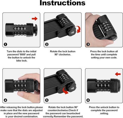 Heavy Duty Anti-Theft Folding Bike Lock, Combination Fold Chain Lock for Bicycle Scooter Motorcycle, 0.8 Inches Wide 0.3 Inches Thick Alloy Steel, Anti-Pinch, Anti-Crush, Anti-Saw, 110 cm in Saudi Arabia