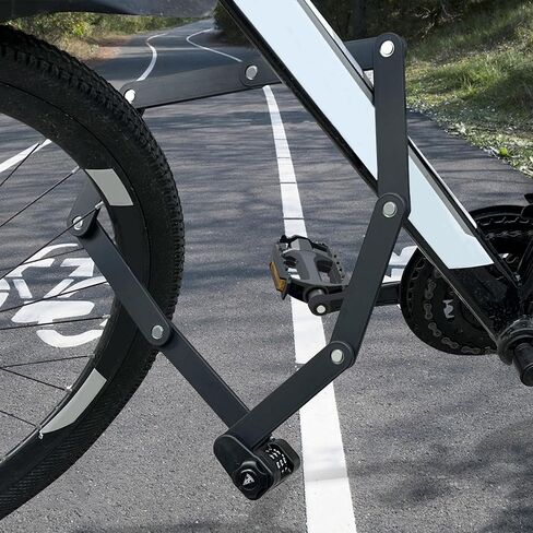 Heavy Duty Anti-Theft Folding Bike Lock, Combination Fold Chain Lock for Bicycle Scooter Motorcycle, 0.8 Inches Wide 0.3 Inches Thick Alloy Steel, Anti-Pinch, Anti-Crush, Anti-Saw, 110 cm in Saudi Arabia