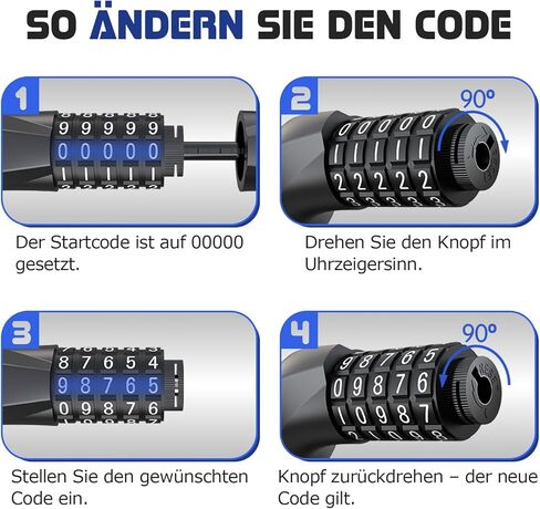 Bike Lock, 5 Digit Combination Anti-Theft Bicycle Locks-2.95 Feet * 6mm High Security Resettable Bike Chain Lock, for Bicycle, Road Bikes, Scooter, Motorcycle, Door in Saudi Arabia