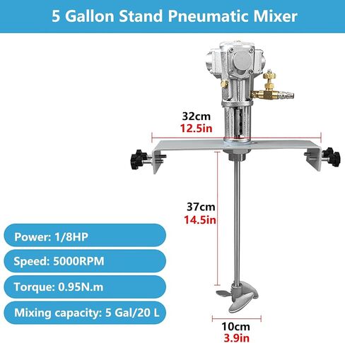 5 Gallon Pneumatic Mixer with Adjustable Bracket – Ideal for Paint, Coatings, and Viscous Liquids Like Ink – Durable, Efficient, and Easy to Use in Saudi Arabia